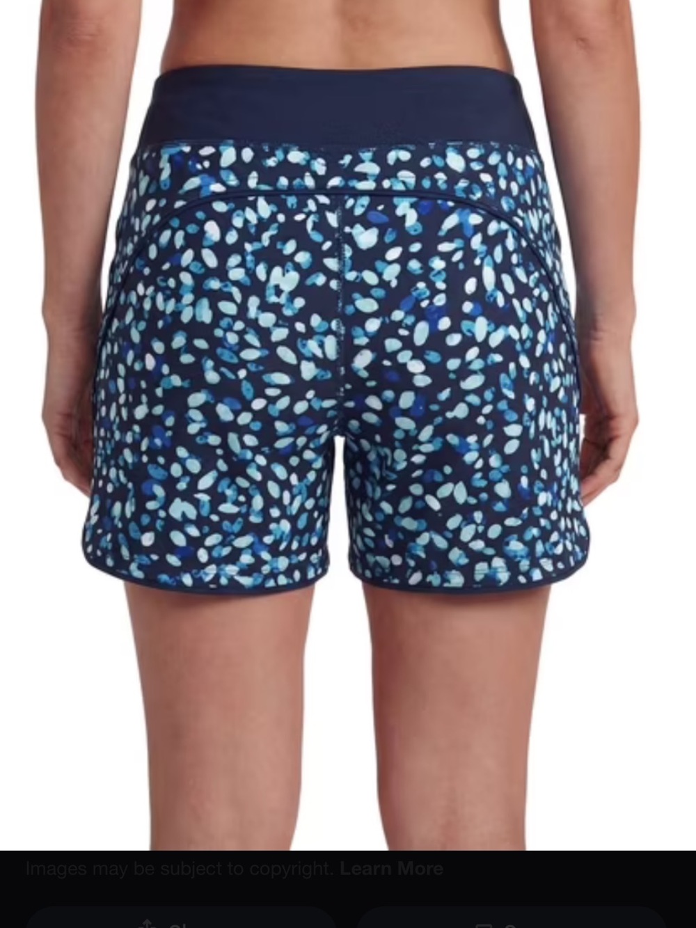 Lands' End Navy Blue Floral Spot Active Shorts